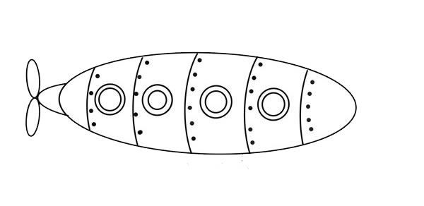 卡通潛水艇簡(jiǎn)筆畫(huà)彩色畫(huà)法步驟圖片