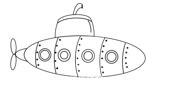 卡通潛水艇簡(jiǎn)筆畫(huà)彩色畫(huà)法步驟圖片